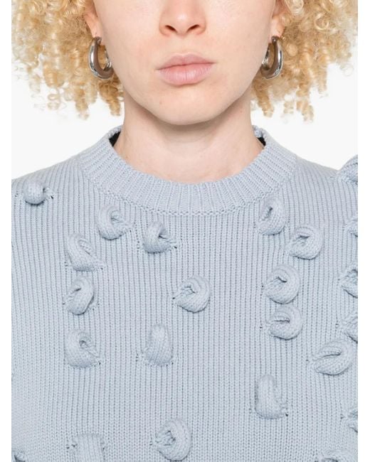 J.W. Anderson Blue Pullover Mit Strukturiertem Pompon