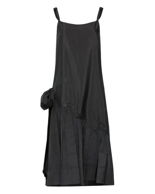 Maison Margiela Black Bow-Detail Strap Midi Dress