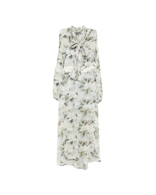 Vivetta White Robe Fleurie À Col Lavallière