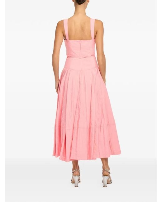 Cinq À Sept Pink Jerome Sweetheart-Neck Tie Midi Dress