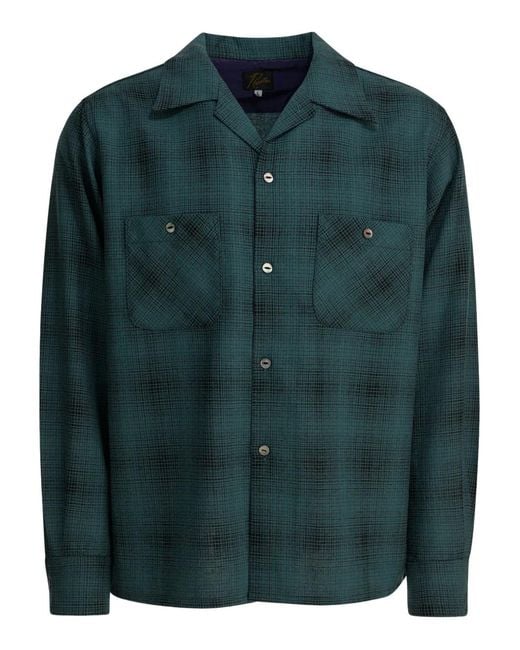 Needles Green One-Up Checked Chest-Pocket Shirt for men