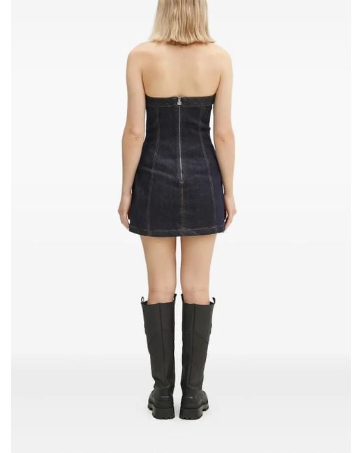 Ksubi Blue Hotline Original Snaps Strapless Dress
