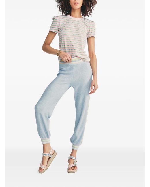 LoveShackFancy Blue Striped-Trim Track Pants