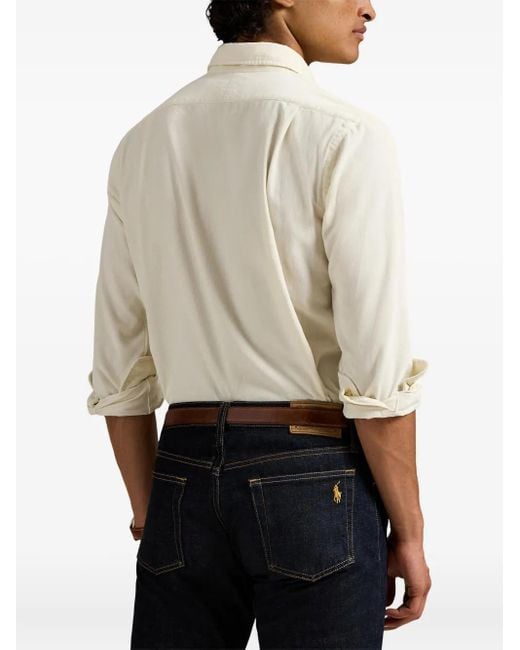 Polo Ralph Lauren White Custom Fit Corduroy Long-Sleeve Shirt for men
