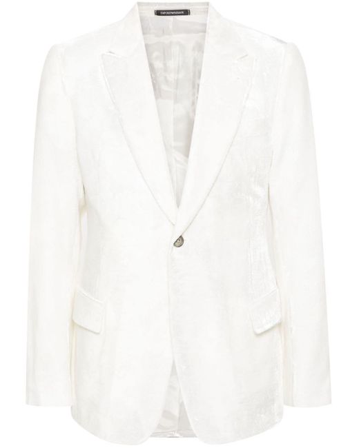 Emporio Armani White Single-breasted Velvet Blazer for men