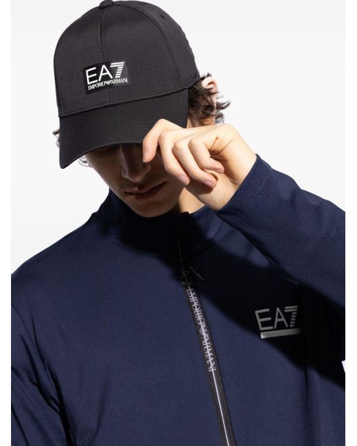 EA7 Black Rubberised-logo Baseball Cap