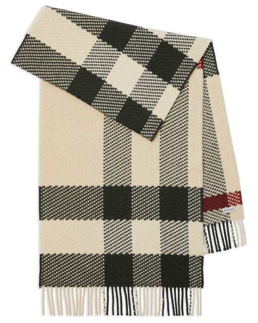 Burberry Gray Check-Pattern Wool Scarf