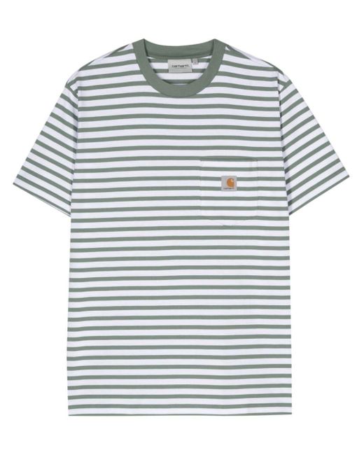 Carhartt Gray S/S Seidler Striped T-Shirt for men