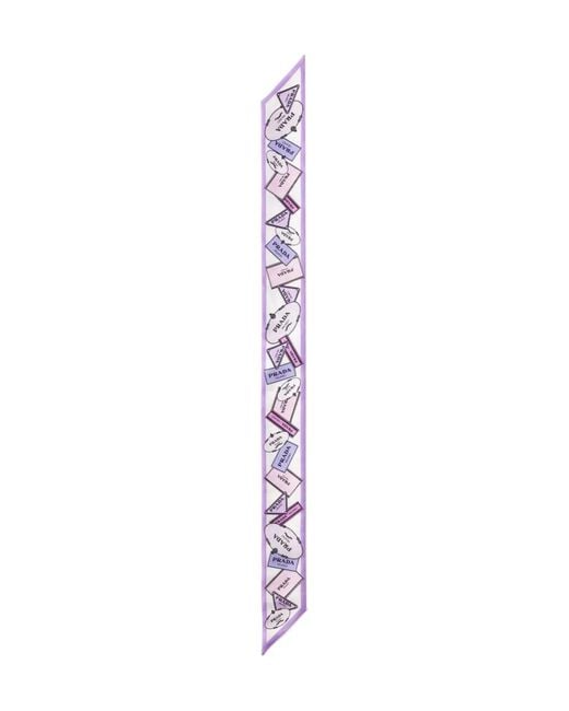 Prada Purple Printed Twill Scarf
