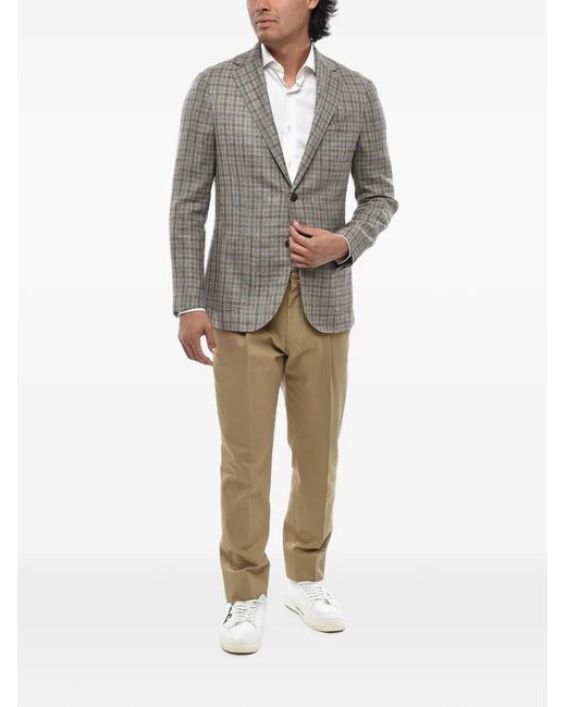 Corneliani Gray Gate Gingham-Pattern Blazer for men