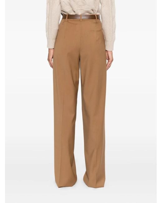 Max Mara Natural Pleated Belted Trousers