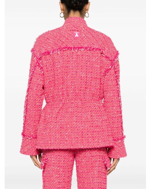 Patrizia Pepe Pink Drawstring-waist Tweed Jacket