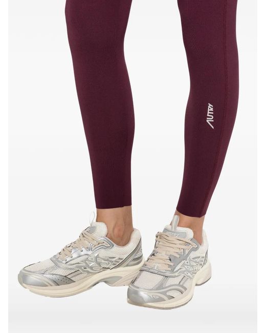 Autry Purple Logo-Print Leggings