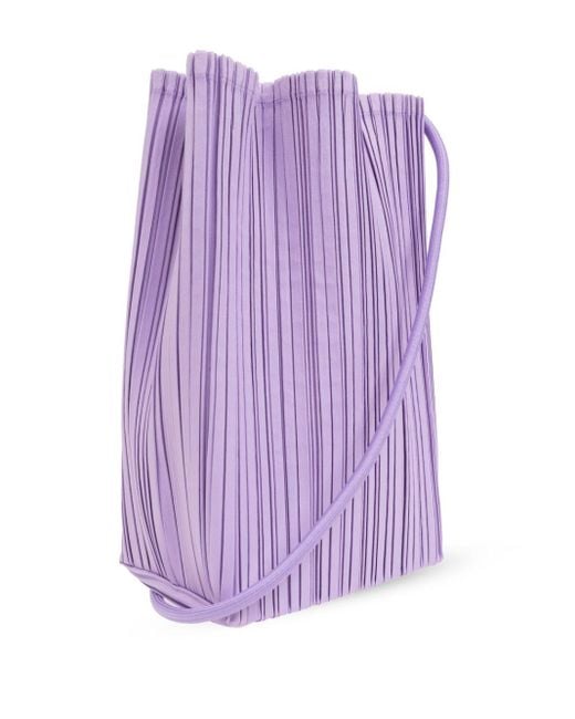 Pleats Please Issey Miyake Purple Bloom Pleat Cross Body Bag