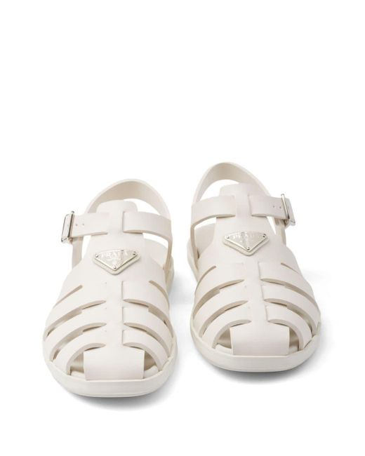 Sandales à logo appliqué Prada pour homme en coloris White