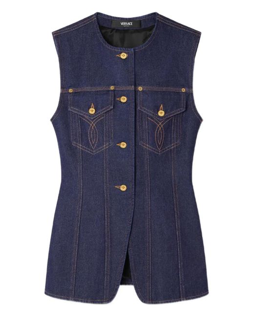 Chaleco Vaquero Con Botones Versace de color Blue