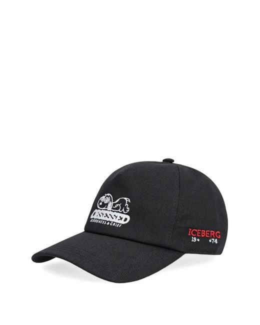 Iceberg Black Embroidered-Graphic Baseball Cap for men