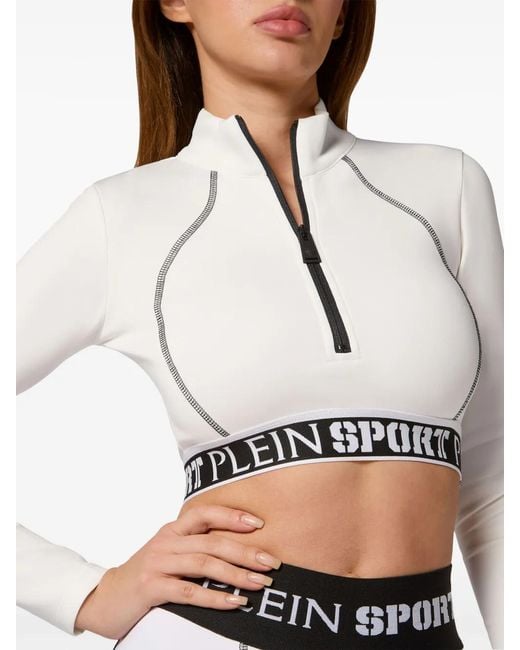 Philipp Plein White Logo-Underband Crop Top