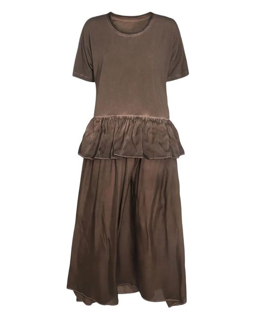 Uma Wang Brown Peplum-Hem Dress
