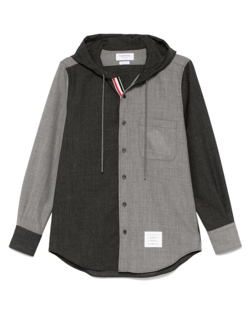 メンズ Thom Browne Rwbストライプ フーデッド シャツ Black