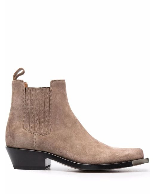 Buttero Brown Square-Toe Suede Ankle Boots