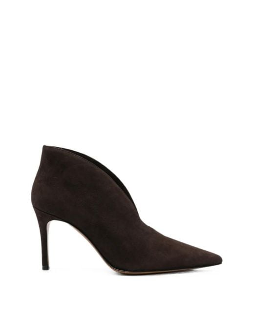 Roberto Festa Black Pointed-Toe V-Cut Leather Ankle Boots