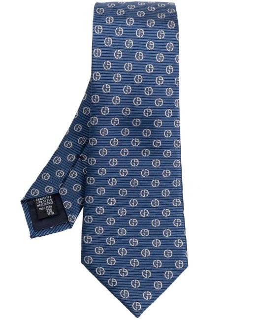 Cravate en soie à motif monogrammé Giorgio Armani pour homme en coloris Blue