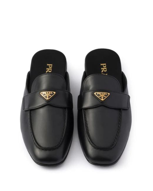 Prada Black Leather Mules