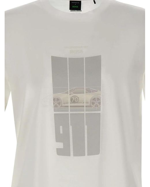 Boss White X Porsche Spirit70 Grx Graphic Short-Sleeve T-Shirt for men