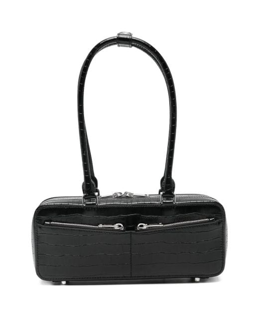 Borsa A Spalla Con Effetto Coccodrillo di Self-Portrait in Black