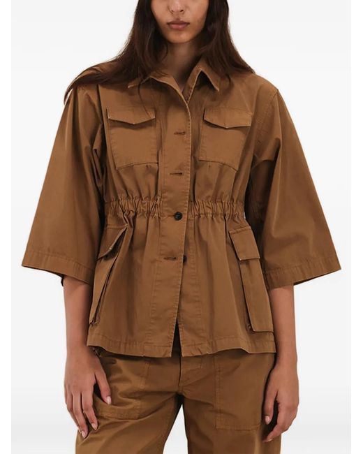 Fortela Brown Sahariana Patch-Pocket Jacket