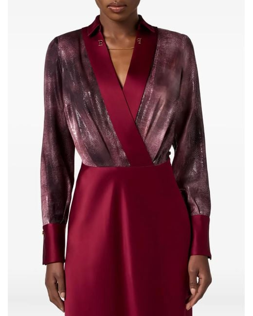 Vestido midi con estampado de piel de pitón Elisabetta Franchi de color Purple