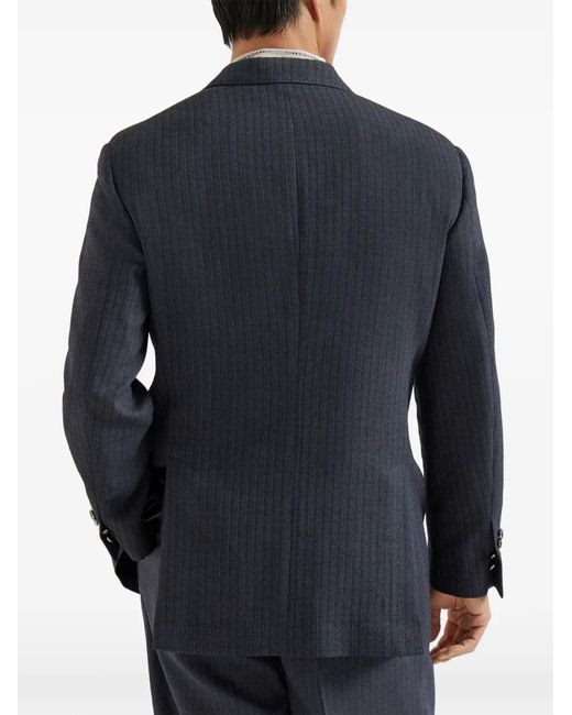 Brunello Cucinelli Blue Long-Sleeves Blazer for men