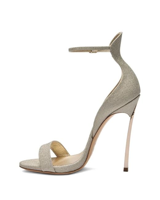 Casadei White Blade Cape Ankle-Detail Heeled Sandals