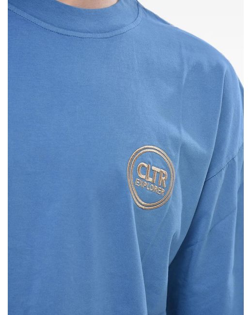 Cultura Blue Cltr Explorer Logo-Embroidered T-Shirt for men