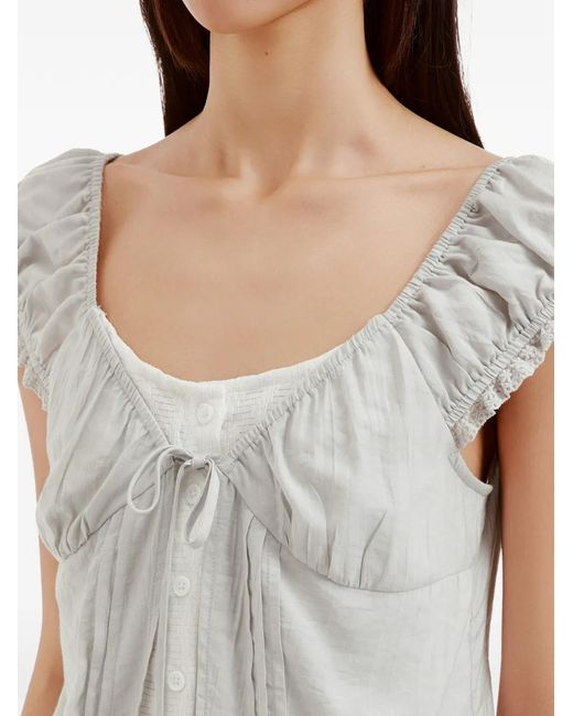B+ AB White Ensemble Blouse-Minijupe À Volants Superposés