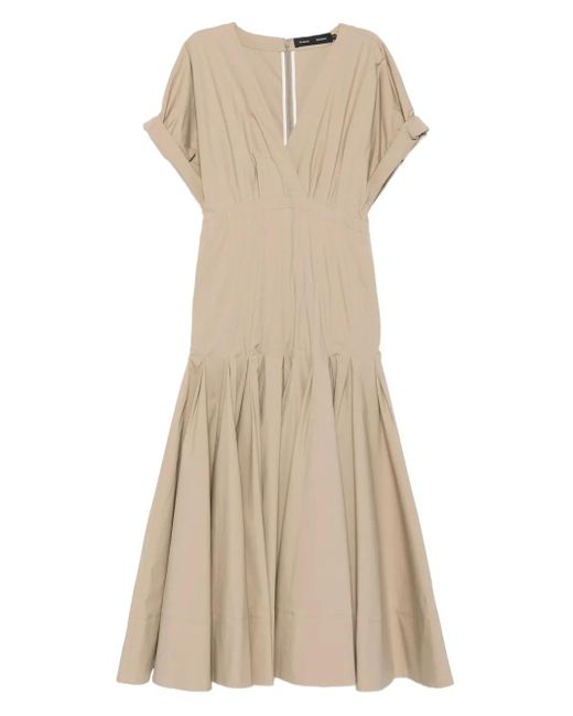 Proenza Schouler Natural V-Neck Pleated Dress
