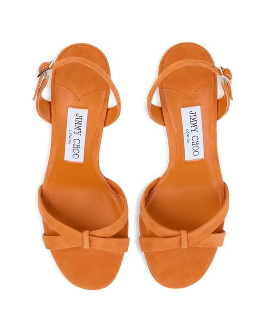 Jimmy Choo Pink Elsy 70 Sunset Suede Crossover Slingbacks Sandals