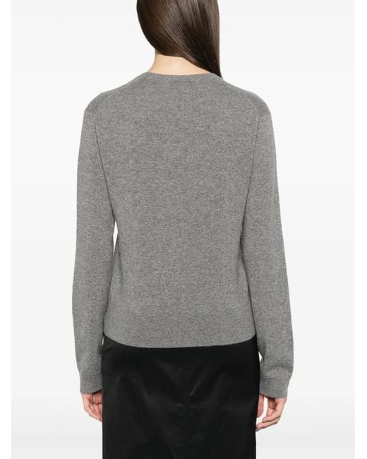 Totême Gray Cashmere V-Necked Jumper