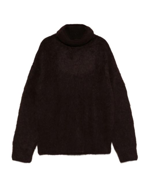 Uma Wang Black Flauschiger Rollkragenpullover