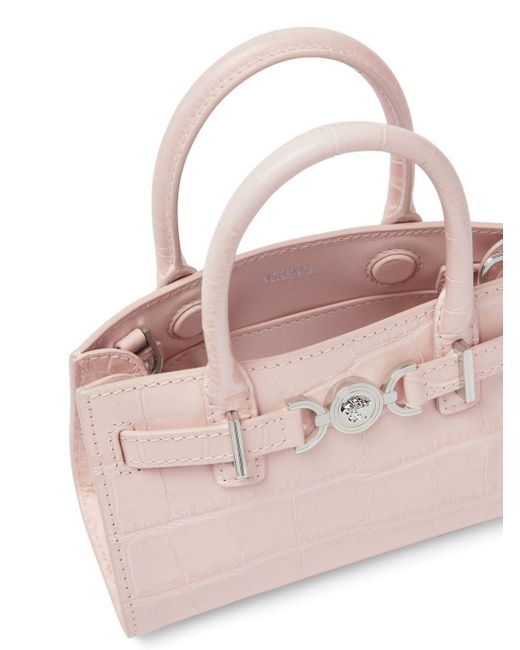 Versace Pink Mini Crocodile-embossed Leather Tote Bag