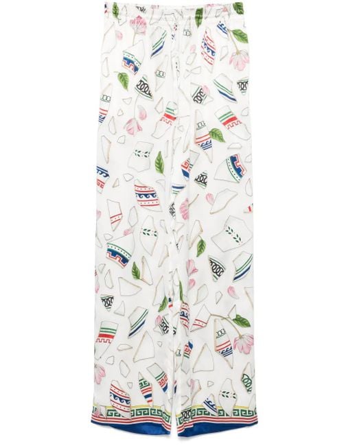 Casablanca White Le Vase Brise Silk Trousers for men