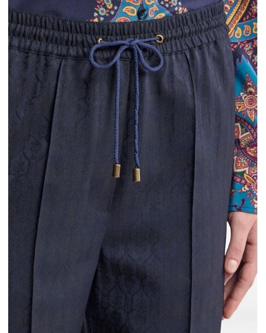 Etro Blue Wool Jacquard Jogging Trousers