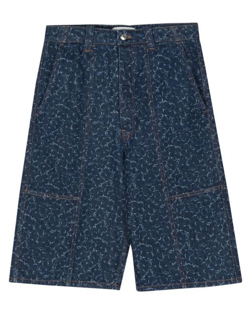Maison Kitsuné Blue Jeans-Shorts mit Blumen-Print