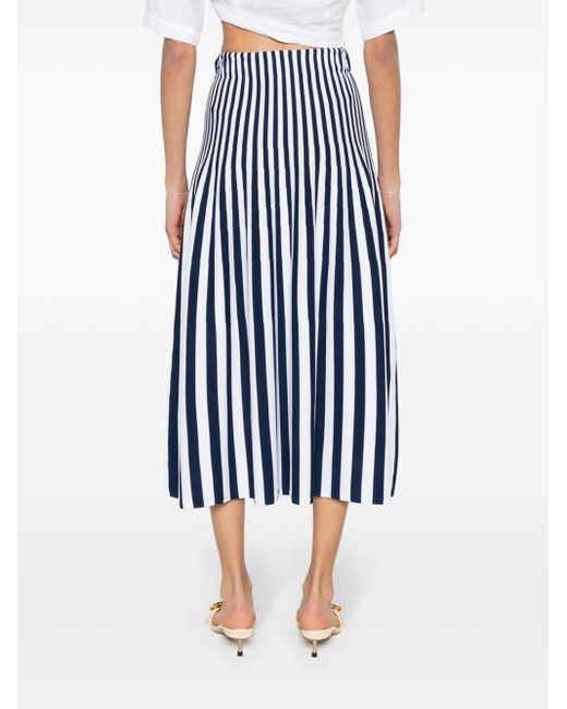 Liu Jo Blue Striped Knitted Midi Skirt