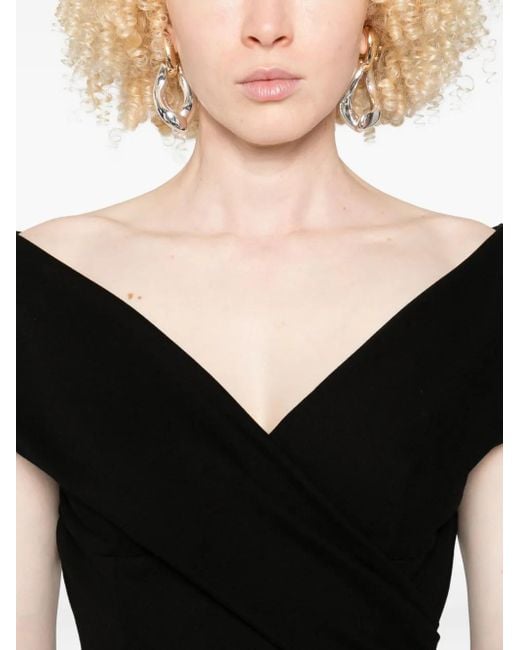 Ermanno Scervino Black Short-Sleeve Midi Dress