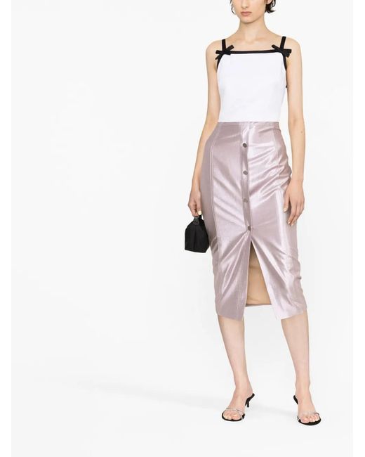 MSGM White Bow-detail Crop Top