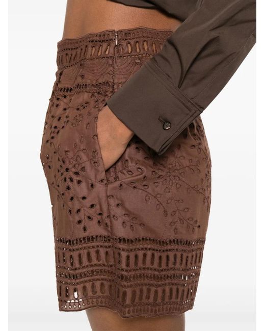 Ermanno Scervino Brown Broderie Anglaise Shorts