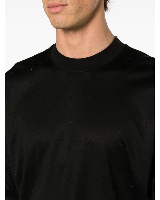 Emporio Armani Black Rhinestone-Embellished Jersey T-Shirt for men