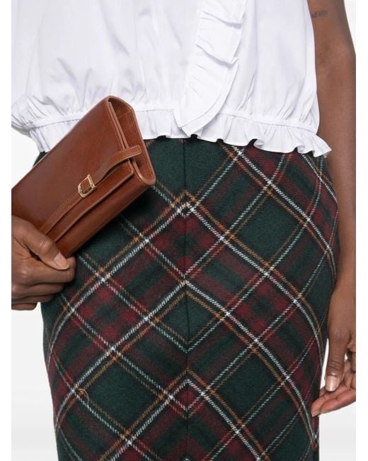 N°21 Black Tartan-Pattern Midi Skirt